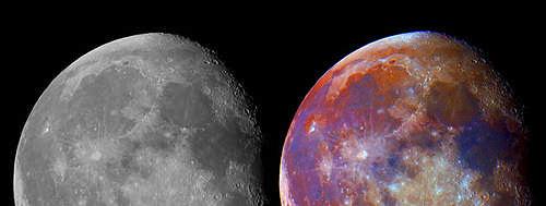 Color version showing minerals on the moon.
