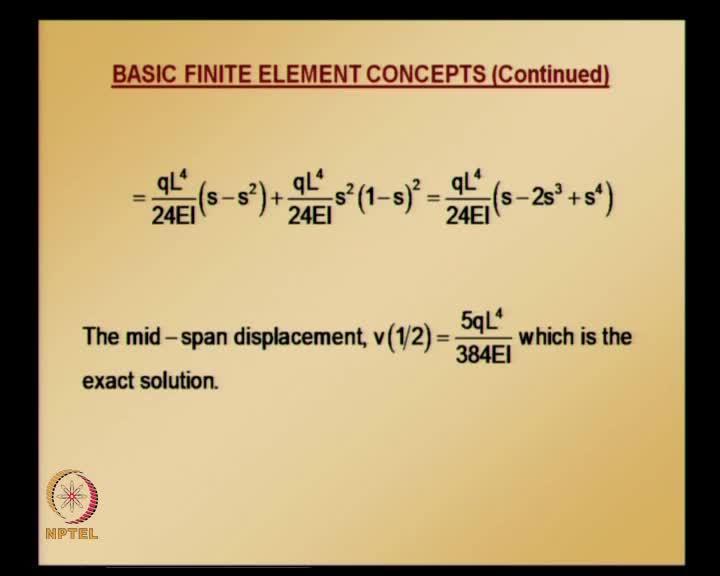 (Refer Slide Time: 09:55) Displacement at any point in the element; using these nodal values v 1, theta 1, v2, theta 2, we can interpolate using finite element shape functions.