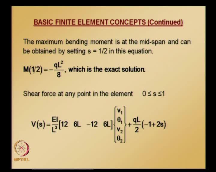 (Refer Slide Time: 12:58) Now, maximum bending moment occurs at the mid-span, which is obtained by substituting s is equal to half; we get this value, which