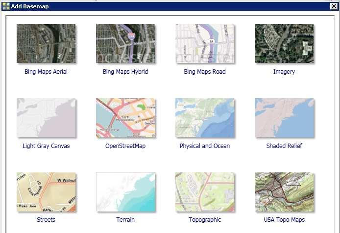 ArcGIS Online Web map services that display ready-to-use basemaps as images in ArcGIS (Desktop, Server,