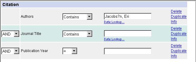Citation Searching in CrossFire Beilstein 1-9 Data operators and wildcards Use with text fields? one character?