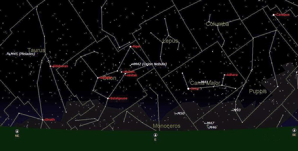 So will you be able to see the Orionids? The next star chart shows the sky in the East over Sydney at 23:59 on October 21 st.