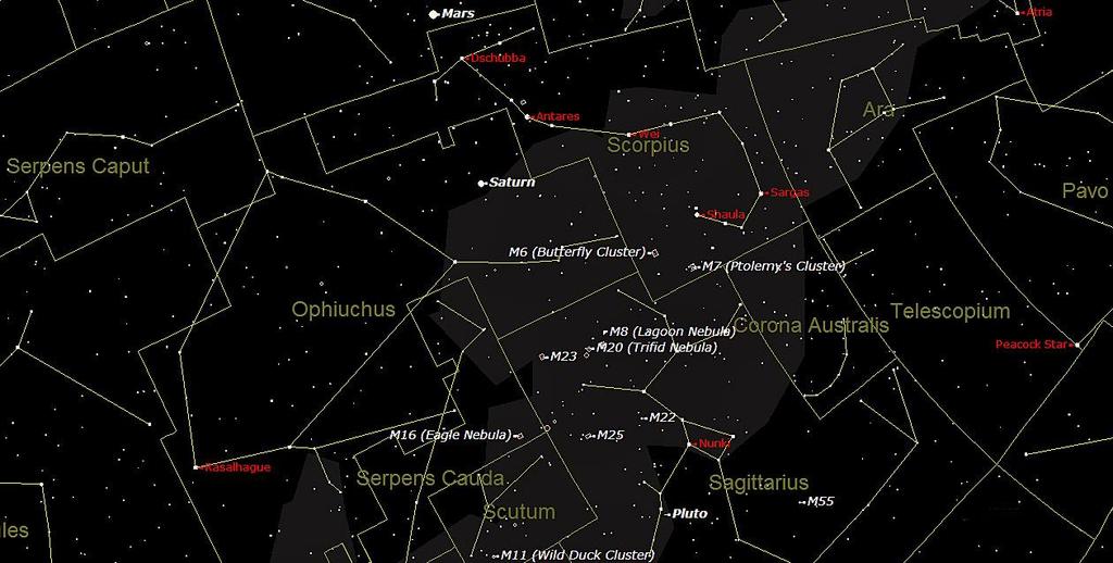 What's Up in the Southern Hemisphere? You lucky people! The star chart below shows the sky you can see over Sydney at 23:00 on June 1 st.
