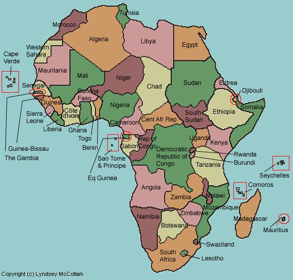 Map of Africa continent Countries, islands in Africa continent Algeria Angola Benin Botswana Burkina Faso Burundi Cameroon Cape Verde Central African Republic Chad Comoros Congo (Congo-Brazzaville)
