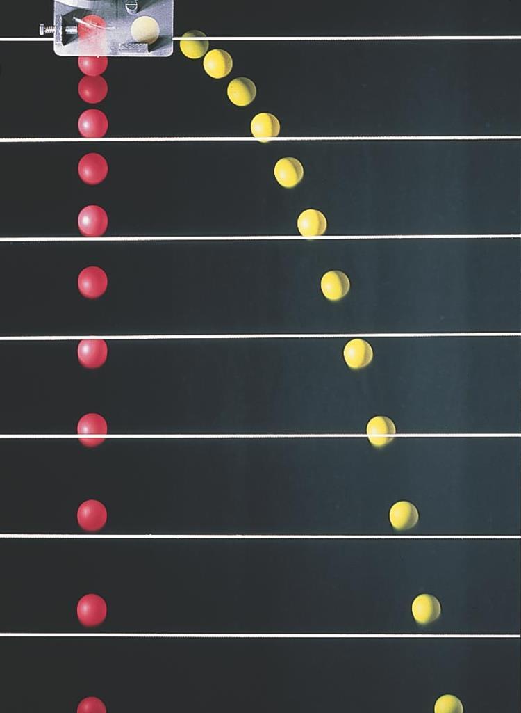 The x and y motion are separable Figure 3.16 The red ball is dropped at the same time that the yellow ball is fired horizontally.