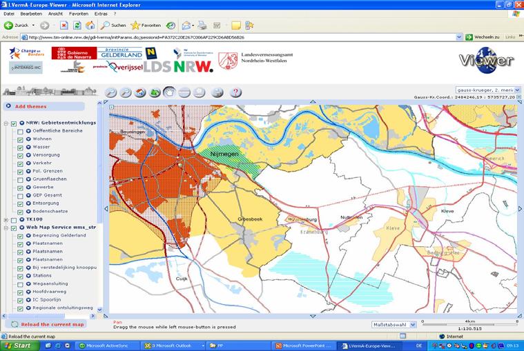 EU-Project: Cross-border Spatial Information System with High Added Value (CROSS-SIS) Planning Data from Gelderland and North-Rhine Westphalia The next step in this projct will be an investigation,