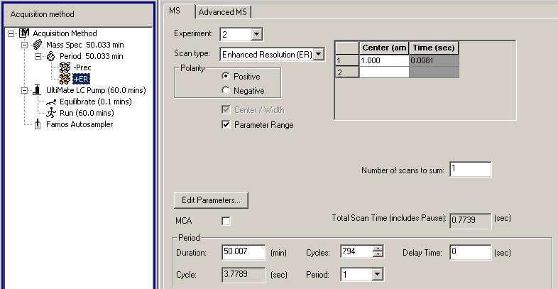 Click Edit Parameters to set the Source/Gas parameters as described in the section on Dynamic Fill Time.