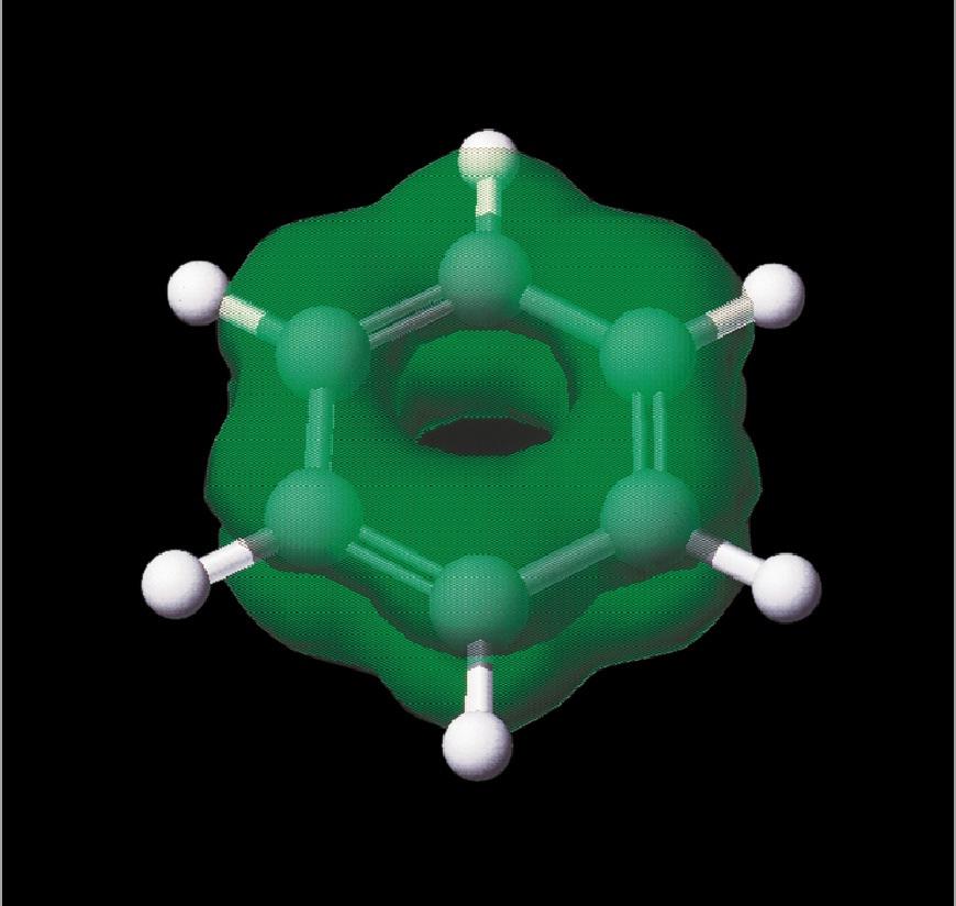 Slika 3. Kompjuterska prezentacija jedne od molekulskih orbitala benzena.