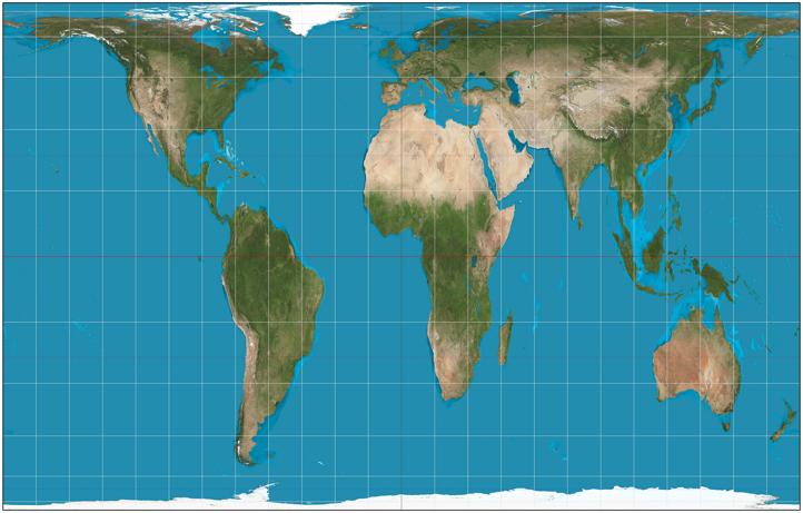 Gall-Peters projection - map projection that shows the sizes of