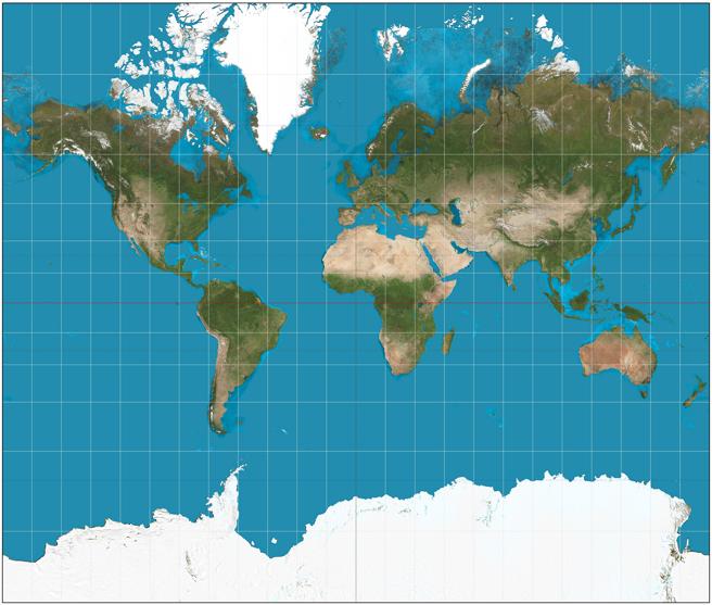 (similar to a Mercator projection) Robinson projection - most widely
