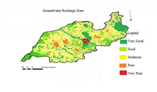 Figure 6 Ground water recharge map of Madurai district VI. CONCLUSION The results indicate that the most effective groundwater recharge potential zone is located on east-north part of the study area.