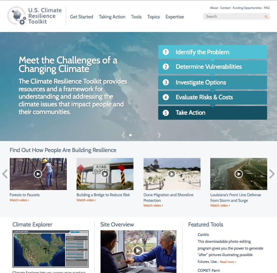 climate resilience toolkit that centralizes access to data-driven resilience tools,