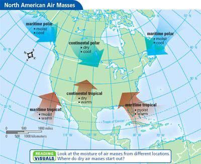 weather? As an air mass moves, it brings its characteristics with it Changes weather What are the two characteristics that describe air masses?