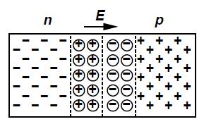 Current Flow Across Junction t0 electrons move from left to right holes move from right to left Diffusion Current After a net (nonzero) charge creates an electric field t1 electrons move from right