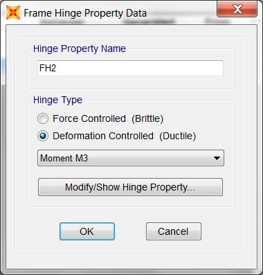 1 Define Hinge Properties Figure 6 shows the SAP2000 window to setup the hinge properties available at Define Section Properties Hinge Properties.