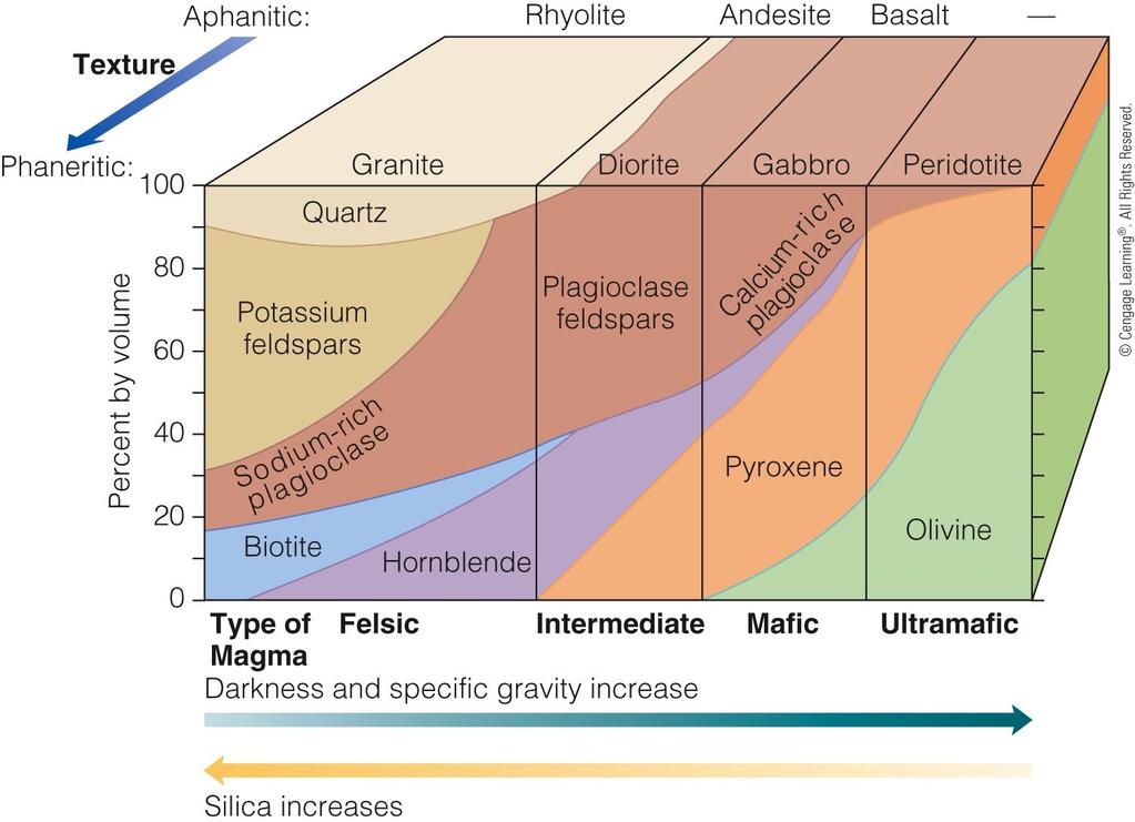 - Classifying Igneous Rocks - Based on texture and composition - Chart shows relative proportions of chief mineral components and the textures of some common igneous rocks Classification of Igneous