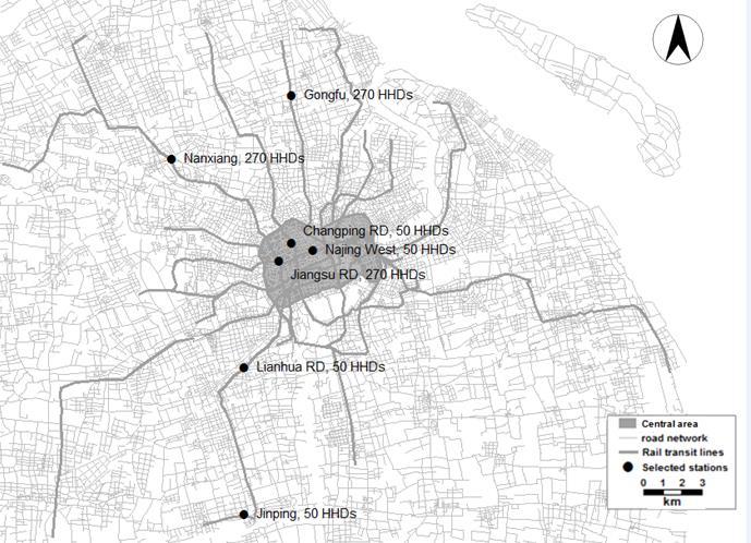 Pan, Ge, Shen & Chen 247-6 Figure 1 Location of selected stations There were 1018 and 574 randomly selected residents (619 and 342 valid household samples) surveyed in central and suburban areas