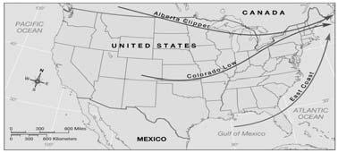 Typical Winter Mid-latitude Cyclone Paths Modern View of Mid-latitude Cyclones