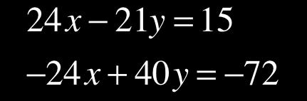The system of equations is now: This system can be solved by adding equivalent expressions (from the second equation) to the first equation: Then solving for x, the solution is ( 2, 3).