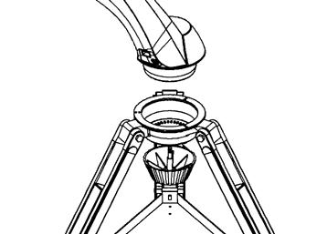 Attaching the Fork Arm to the Tripod With the tripod properly assembled, the telescope tube and fork arm can easily be attached using the quick release coupling screw located underneath the tripod