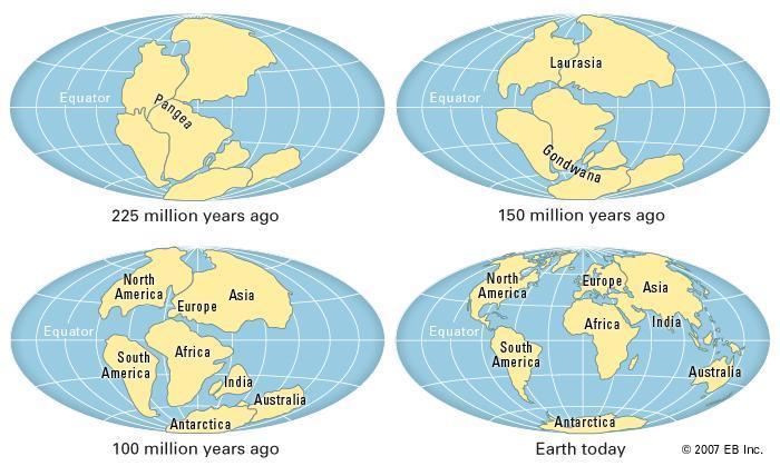 CONTINENTS DRIFT APART During the Mesozoic Era continents begin to separate During the Cretaceous period,
