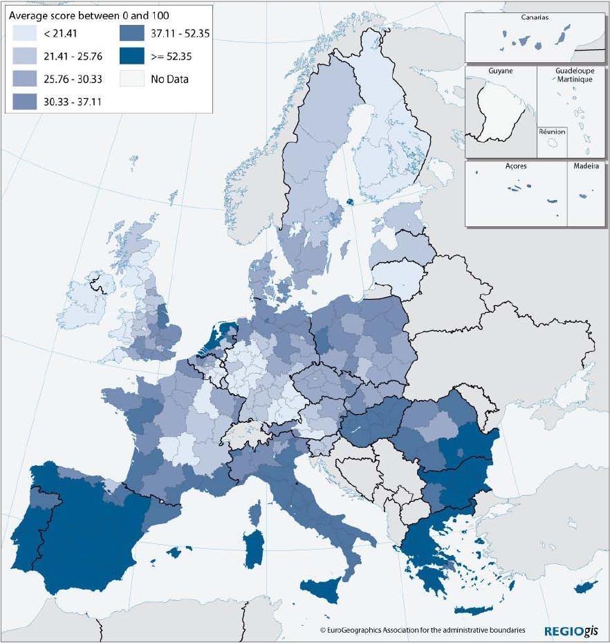 Regional exposure to climate change over the medium term (European Commission 2008) Introduction Index based on change in population affected by river floods,