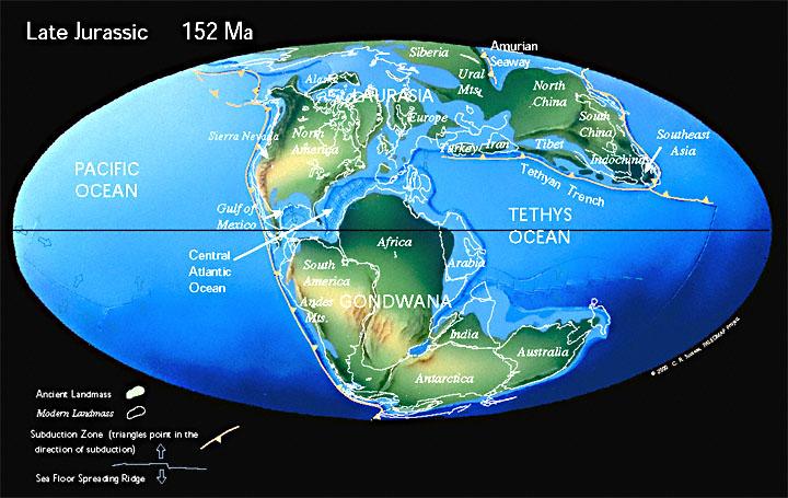 Supercontinent Pangea (330 -- 180 Ma) and