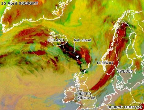 Extent of Iceland volcano ash cloud The eruption in Iceland sent ash kilometres into the