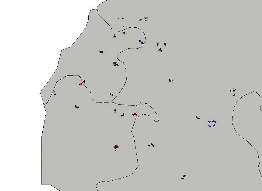 Figure 5: estern Kenya (identified in Figure 3) sample households by poverty group Red = Chronically poor Blue = Consistently non-poor Black = Others = Provincial boundary Sample size = 1275 (not