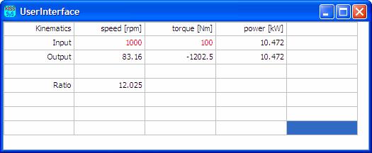 Figure 3.1-2 Defining the input torque Additional values (output) can be added 1. Input power: press right mouse click in a field, select Insert Real and use the variable name Input.