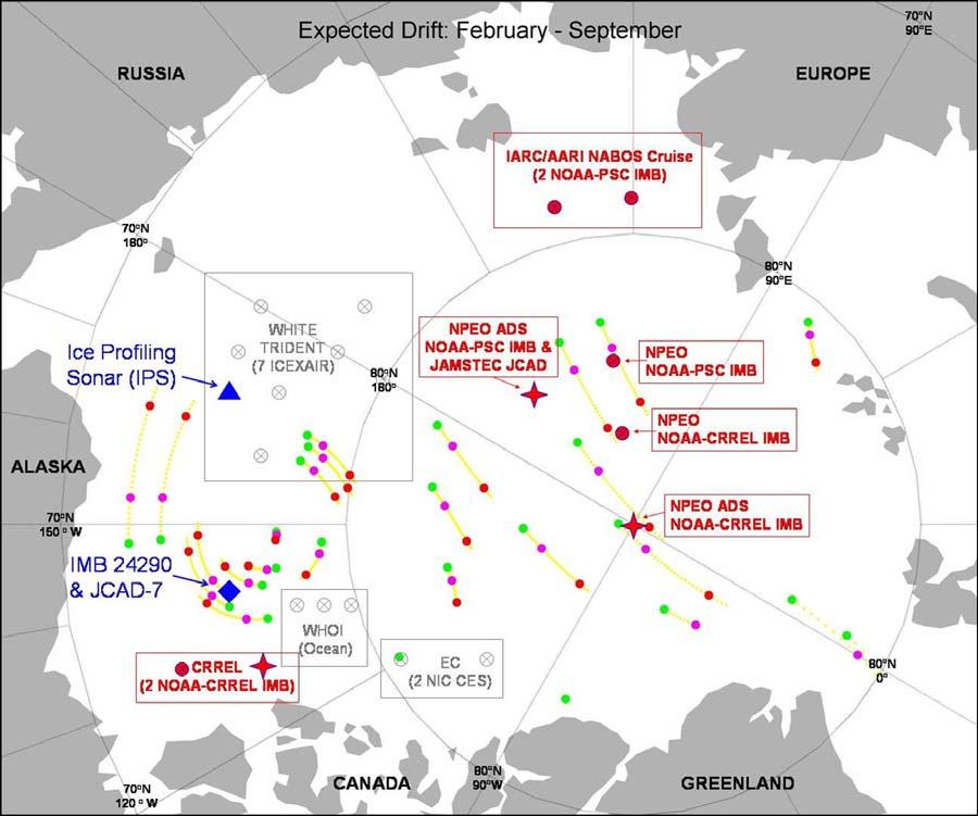 SEARCH ice mass balance activities Sponsored by NOAA and NSF Ice mass balance buoys Deployments defined by Maximum coverage Models and observations Eight