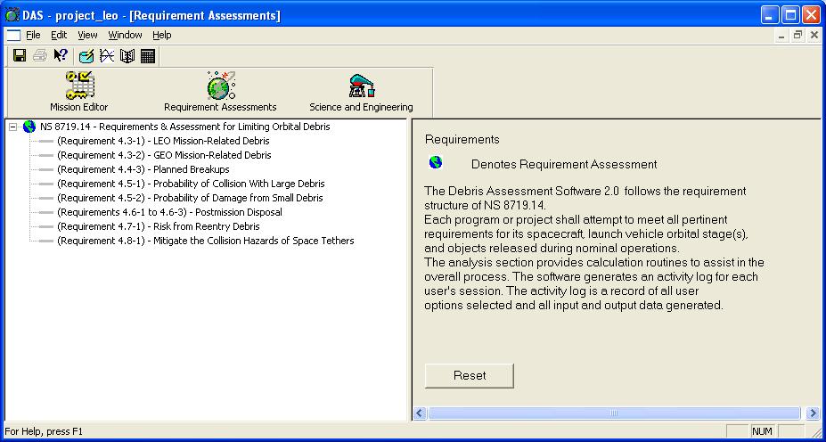 GUI: Requirement Assessments The user may assess