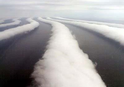This image shows cloud streets as viewed from a plane