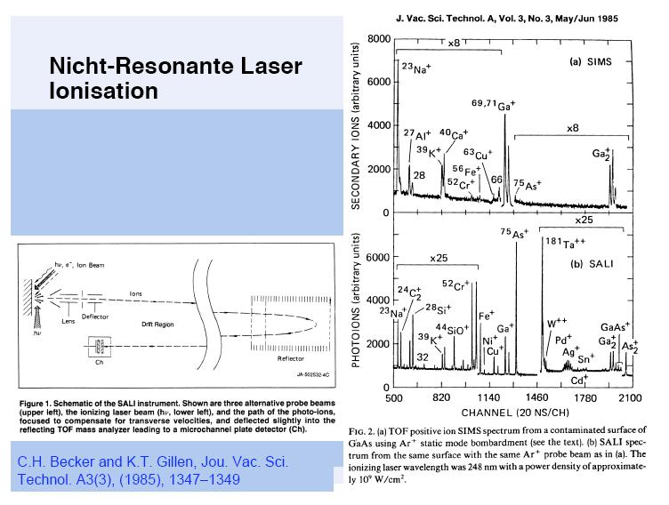 Non-resonant photoionization:sims-sali SIMS secondary ion