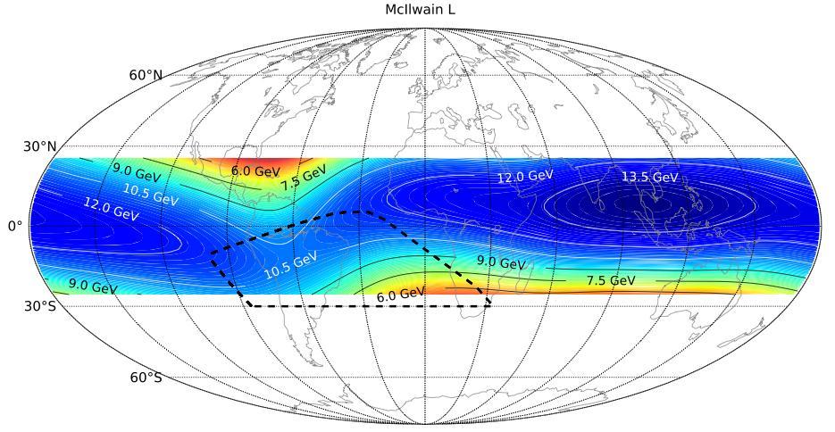 McIlwainL interval, measure spectrum for primary component above the cutoff, then recombine different spectra in the global