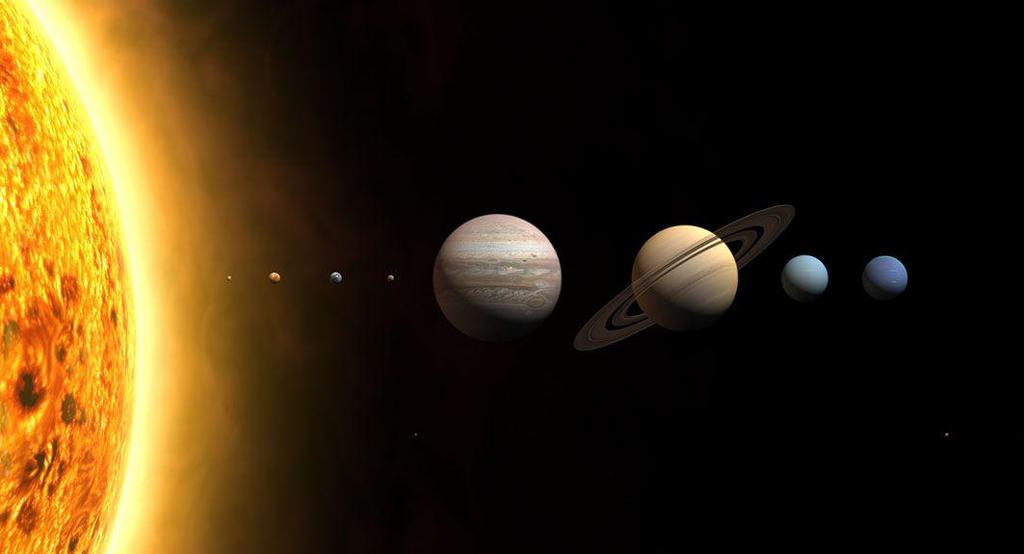 Our Solar System - Sizes 1 mile = 1.6 km Earth diameter =12,756 km = 1.28 x 10 4 km Jupiter diameter = 142,984 km = 1.