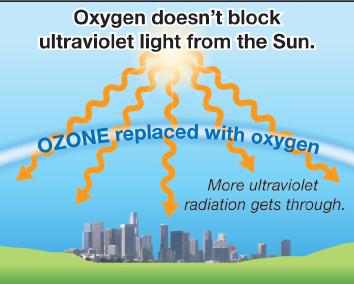 Chlorofluorocarbons and the ozone layer In the stratosphere, the CFCs break down and release