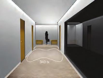 Asymmetric_light_emission Stiff 15 W 3000 K Corridor with perimeter lighting (in the case of the asymmetric s): an uninterrupted semi-recessed line projects light