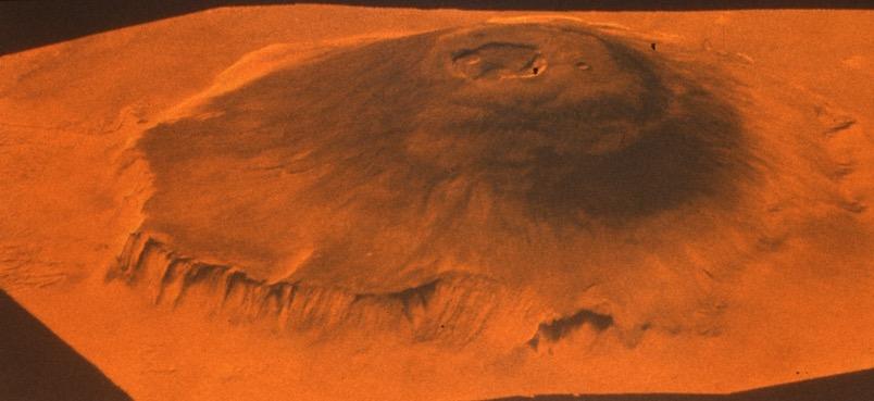 Olympus Mons shield volcano, Mars The largest known mountain in