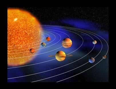 This was called the geocentric model of the Solar System. Geomeans Earth, so geocentric means Earth-centered.