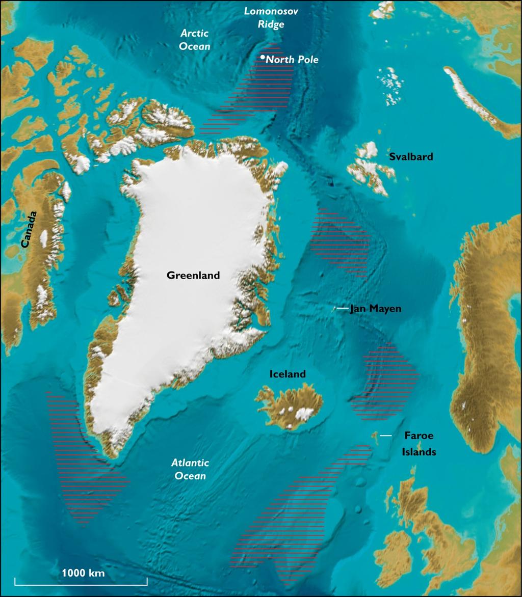 Continental shelf project of the Kingdom of Denmark - Areas of interest 2 areas around the Faroe Islands 3 areas around Greenland Submission for the area N of the Faroe Islands