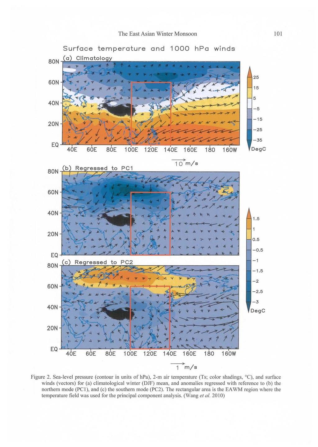 The East Asian Winter Monsoon 0 Surface temperature and 000 hpa winds 80N..,.. 60N 40N 0N 0 m/s 80N+-,------------------------- 60N 40N 0N EQ 80N 60N 40N.4.It. Y..... -4.,.. T.