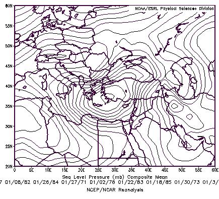 location A- Mean synoptic patterns of dust storm in over