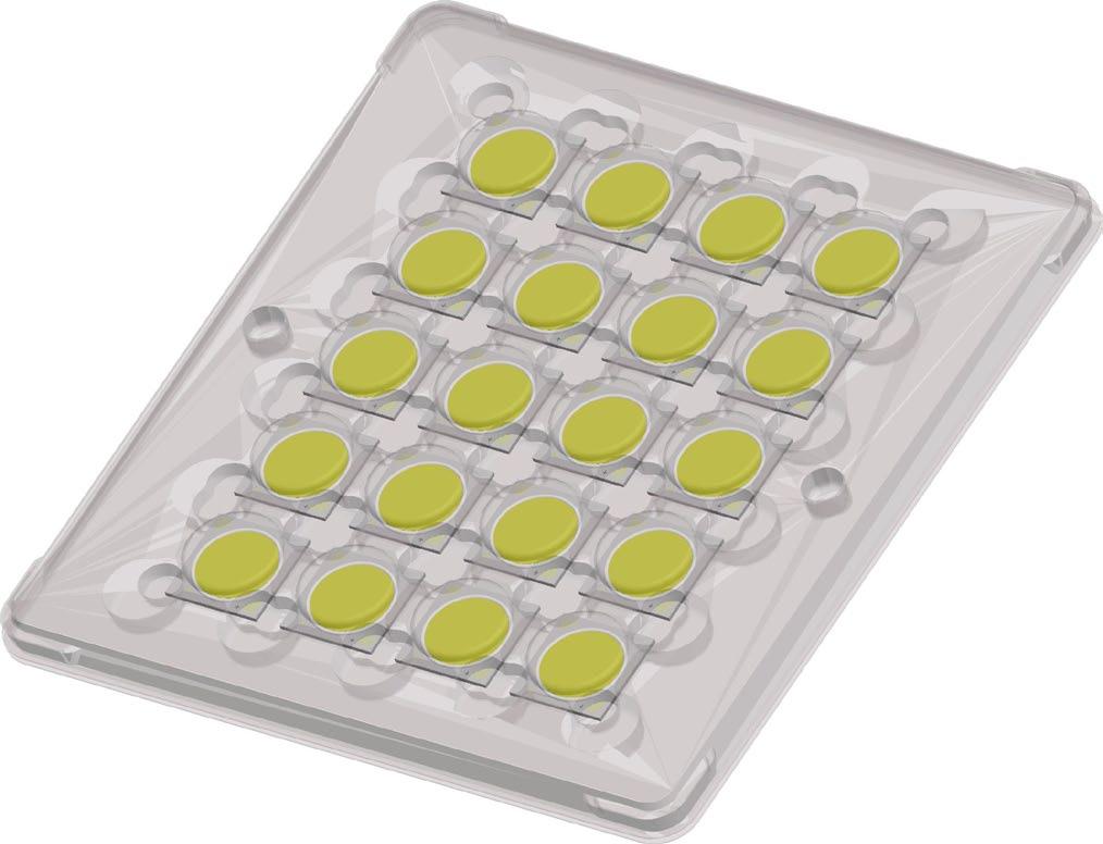 6 Packaging Cree CXA2590 LEDs are packaged in trays of 20. Two trays are sealed in an anti-static bag and placed inside a carton, for a total of 40 5 4 3 2 LEDs per carton.