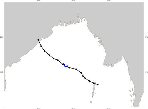 Positive impact of the coupled assimilation - cyclone Phailin Argo