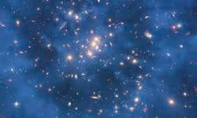 Dark Matter By observing how matter in this galaxy cluster bends light rays, astronomers were able to