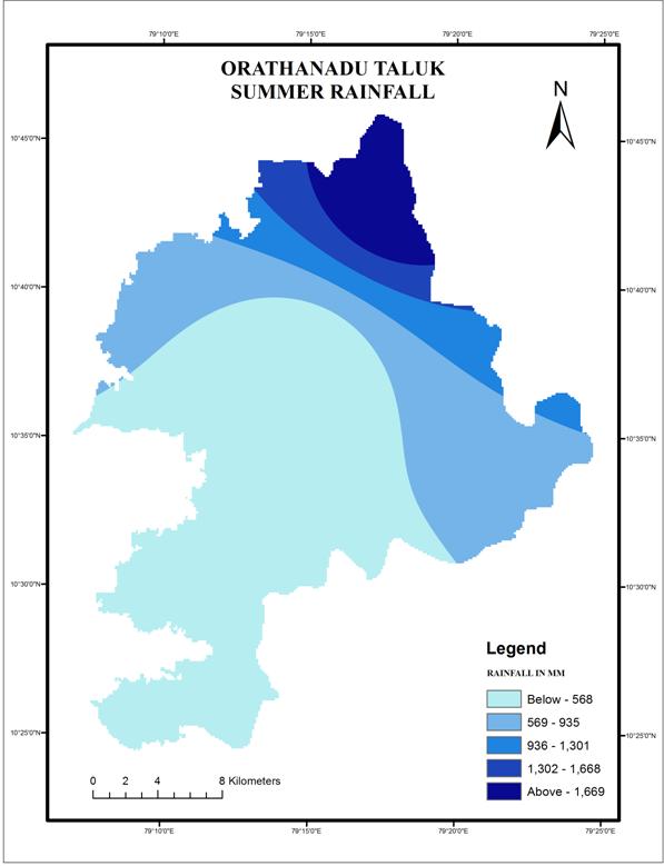 Orathanadu taluk recorded an average rainfall of 393 mm.
