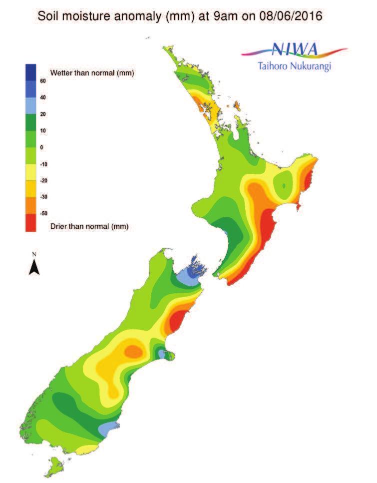 Seasonal climate outlook for winter 2016 Even though the largely above average rainfall in May helped curb the water stress over the region, the figure below shows that as of 8 th June soil moisture