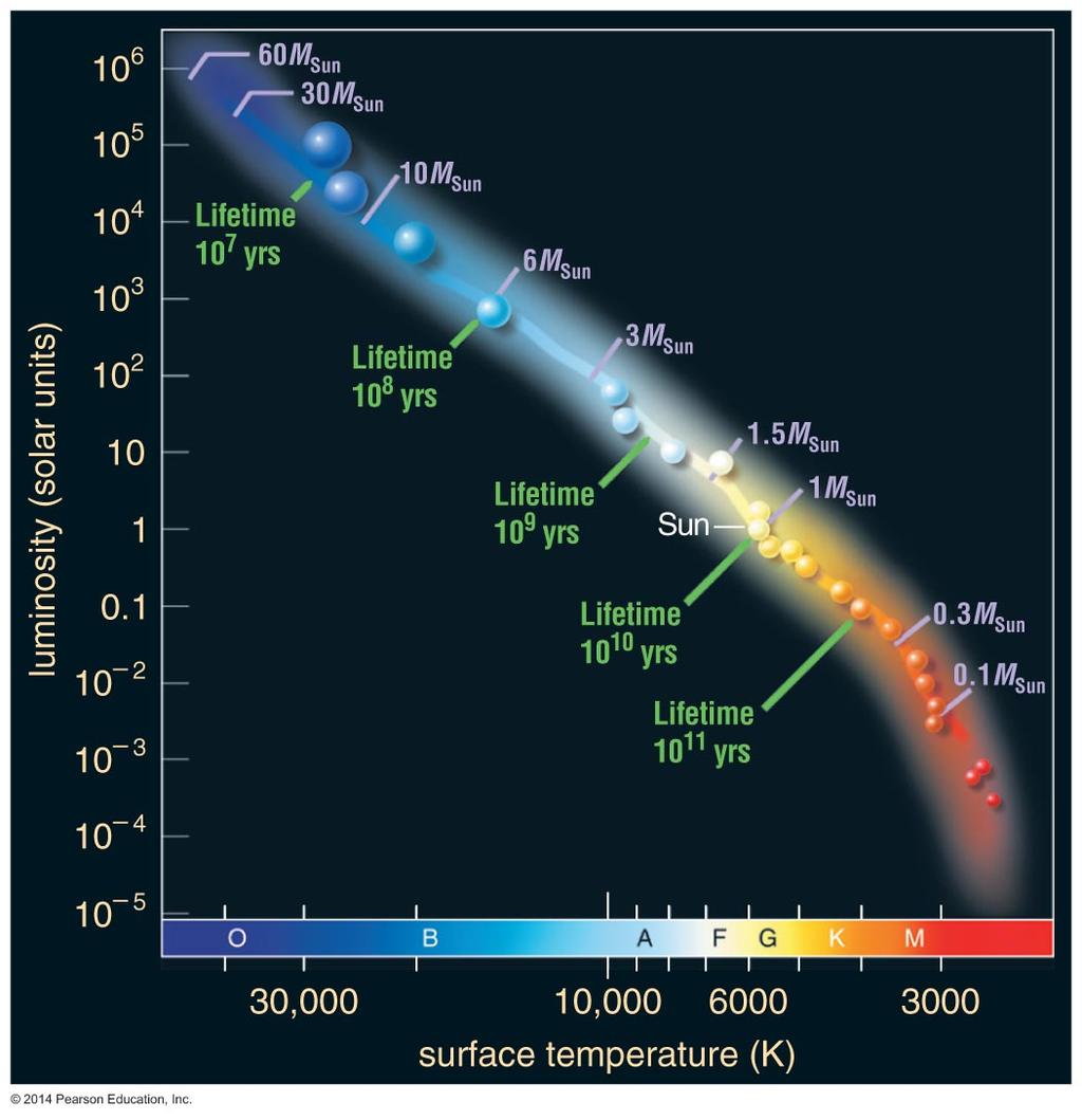 Most stars fall somewhere on the main sequence of the H-R diagram.