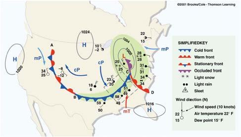 over the deserts of Mexico and the southwestern United States What types of weather are associated with ct air masses?